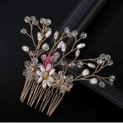 Accesoriu modern pentru decor par CA001 cu Cristale si perle 